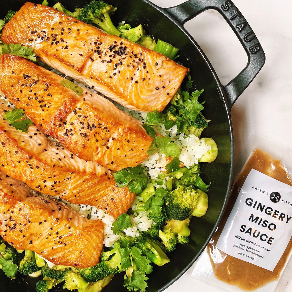 Salmon with Miso Butter Broccoli