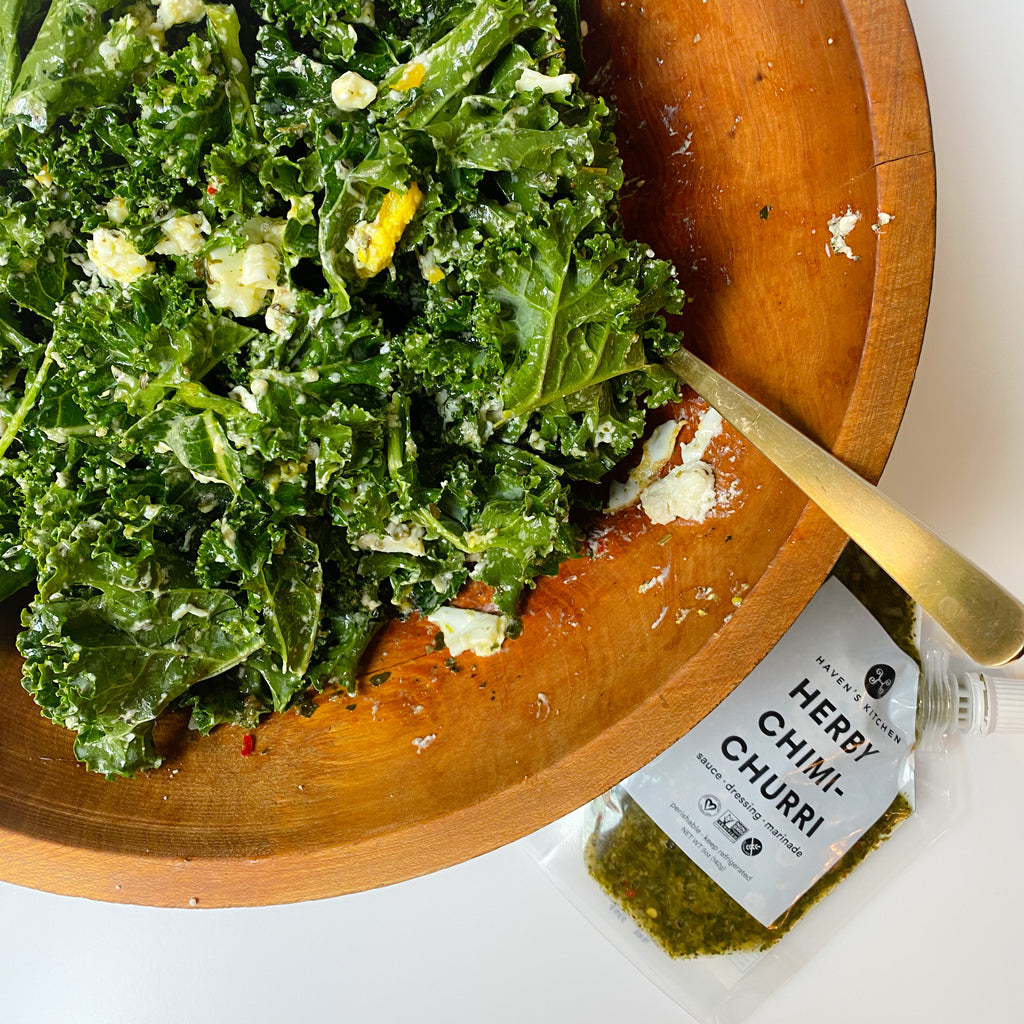 Creamy Kale Salad with Herby Chimichurri