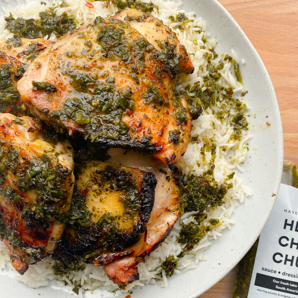 Chimichurri Chicken Thighs with Honey & Lime