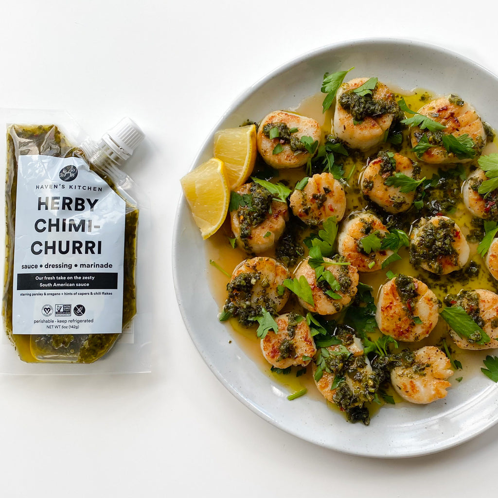 Seared Scallops with Herby Chimichurri