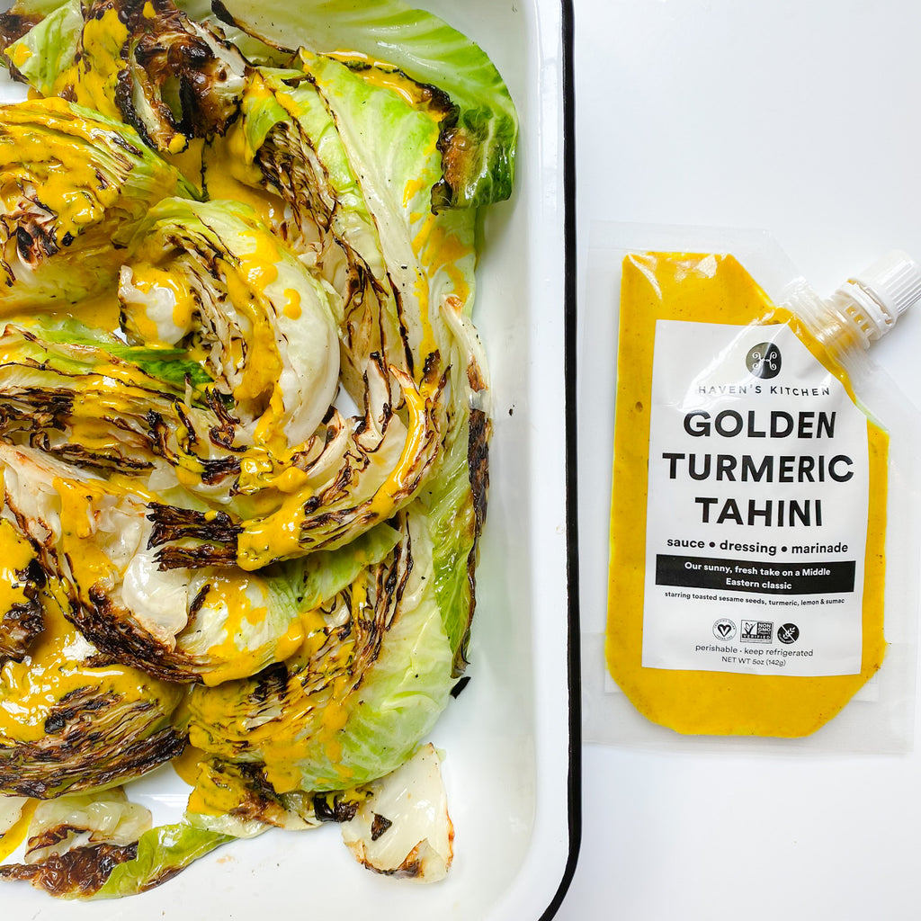 Grilled Cabbage with Golden Tahini