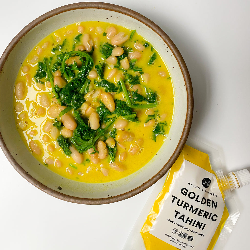 Golden Tahini Brothy Beans